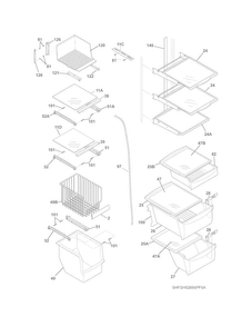 Shelves Diagram and Parts List for  Frigidaire Refrigerator