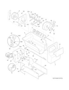 Ice Container Diagram and Parts List for  Frigidaire Refrigerator