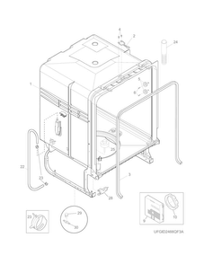 Tub Diagram and Parts List for  Frigidaire Dishwasher