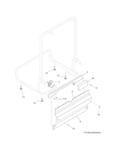 Frame Diagram and Parts List for  Frigidaire Dishwasher