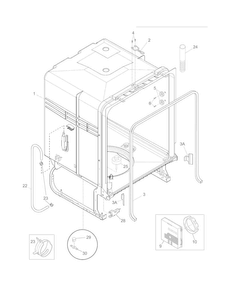 Tub Diagram and Parts List for  Frigidaire Dishwasher