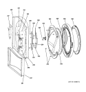 FRONT PANEL & DOOR Diagram and Parts List for  General Electric Washer