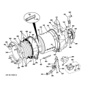 TUB & MOTOR Diagram and Parts List for  General Electric Washer