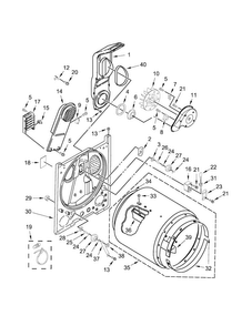 Bulkhead Parts Diagram and Parts List for  Maytag Dryer