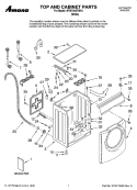 TOP AND CABINET PARTS Diagram and Parts List for  Amana Washer