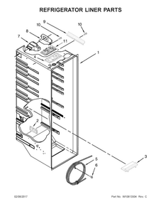 Refrigerator Liner Parts Diagram and Parts List for  Whirlpool Refrigerator