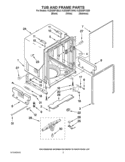 TUB AND FRAME PARTS Diagram and Parts List for  KitchenAid Dishwasher