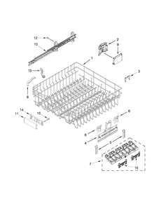 Upper Rack And Track Parts Diagram and Parts List for  KitchenAid Dishwasher