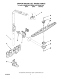 UPPER WASH AND RINSE PARTS Diagram and Parts List for  KitchenAid Dishwasher