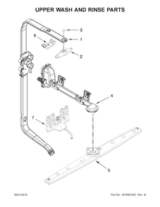 Upper Wash And Rinse Parts Diagram and Parts List for  KitchenAid Dishwasher