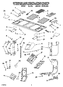 INTERIOR AND VENTILATION PARTS Diagram and Parts List for  Whirlpool Microwave