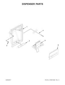 Dispenser Parts Diagram and Parts List for  Whirlpool Refrigerator