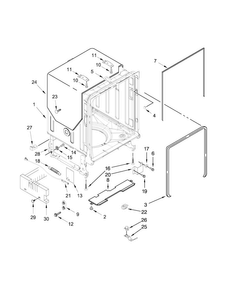 Tub And Frame Parts Diagram and Parts List for  KitchenAid Dishwasher