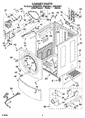 CABINET PARTS Diagram and Parts List for  Whirlpool Dryer