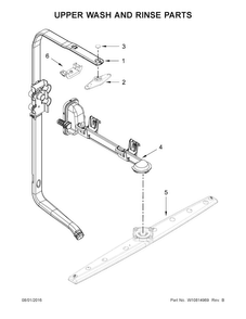 Upper Wash And Rinse Parts Diagram and Parts List for  Whirlpool Dishwasher