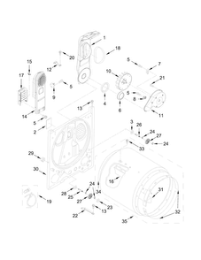 Bulkhead Parts Diagram and Parts List for  Whirlpool Dryer